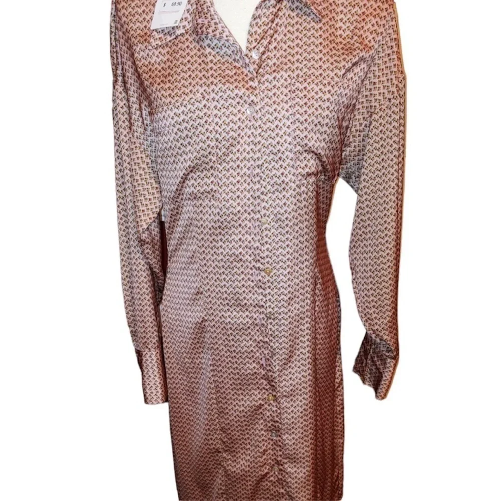 NWT Zara Polyester Floral Button Shirt Maxi Dress S